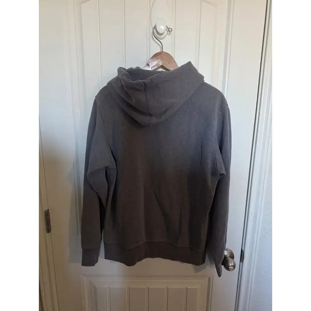 The North Face Hoodie Mens M Gray Blue Berkeley Logo Pullover Sweatshirt